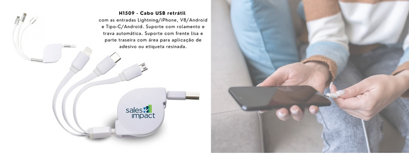 Cabo USB Retrátil Personalizado H1509