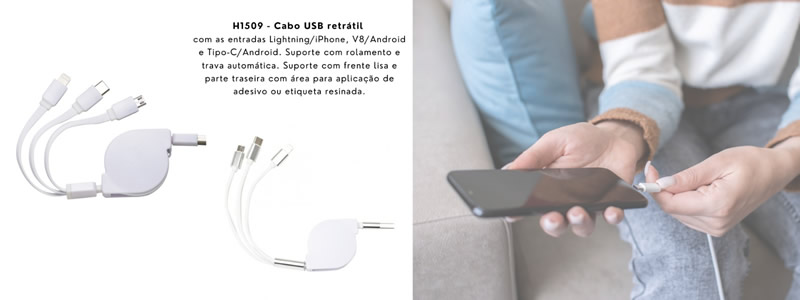 Cabo USB Retrátil Personalizado H1509