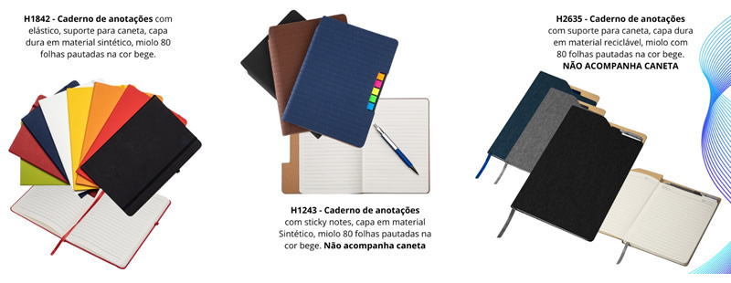 Caderno de Anotações Personalizado H1842 H1243 e H2635