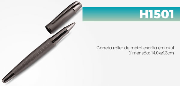 H1501 Caneta roller de metal escrita em azul Dimensão: 14,0xø1,3cm