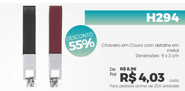 H294 Chaveiro em Couro com detalhe em metalDimensões: 9 x 2 cm