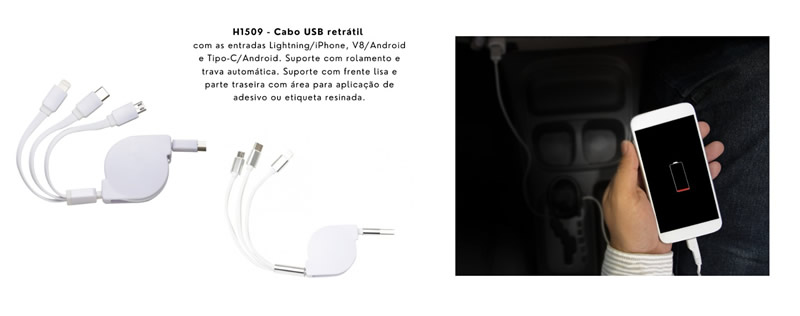 Cabo USB Retrátil Personalizado H1509