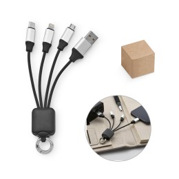 Cabo USB de carregamento rápido 3 em 1 com corpo em PET 100% reciclado (100% rPET)