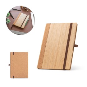 Caderno A5 Capa Dura em folha de bambu e cortiça com folhas pautadas - H930281