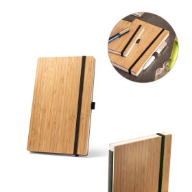 Caderno de Bolso de capa e contracapa em placa de bambu - H930583