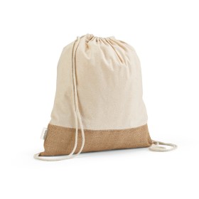 Sacola Tipo Mochila 70% Algodão reciclado e 30% poliéster reciclado (180 g/m²) com base em juta - H920344